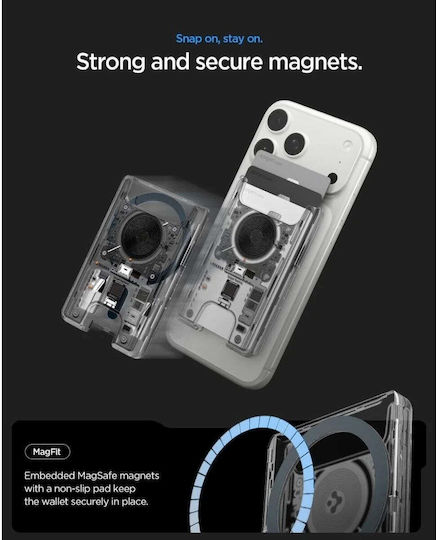 Spigen MagSafe Husa Pentru Carduri Ultra Hybrid Wallet În Culoare Transparentă