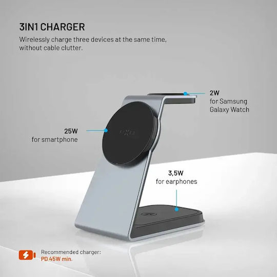 Fixed Încărcător Wireless (Qi Pad) 7.5W Livrarea Energiei Gri Spațial (MagPowerstation Alu)