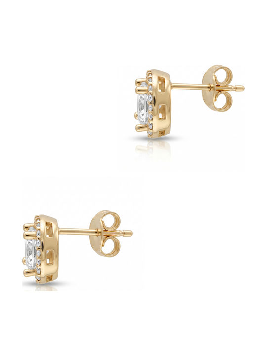 Earrings White Stones Yellow Gold 14 Carats Sk3960