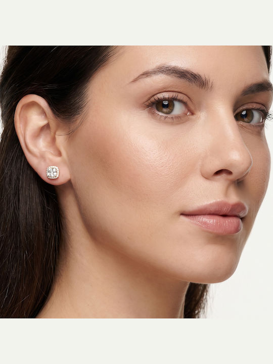 Earrings White Stones Yellow Gold 14 Carats Sk3960