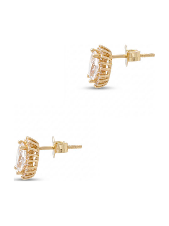 Earrings White Stones Yellow Gold 14 Carats Sk3959