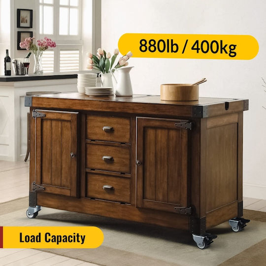 Roți Rotative din Cauciuc cu Frână 4 buc 50 mm