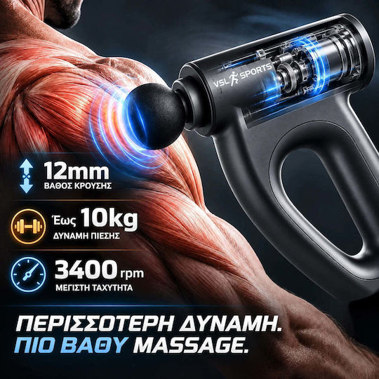 VSL Sports Hypergun Pressotherapy Massage Gun for the Neck, Waist, Back, Legs, Body, Hands & Feet, Anti-Cellulite with Vibration