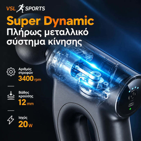VSL Sports Hypergun Pressotherapy Massage Gun for the Neck, Waist, Back, Legs, Body, Hands & Feet, Anti-Cellulite with Vibration