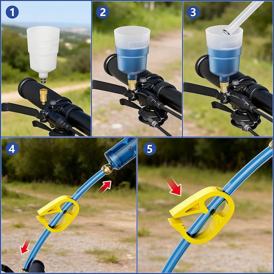 Kit de aerisire pentru frâne hidraulice compatibil cu biciclete Magura MT5 MT7 HS33 include 150ml ulei mineral seringi pâlnie transparentă adaptoare metalice