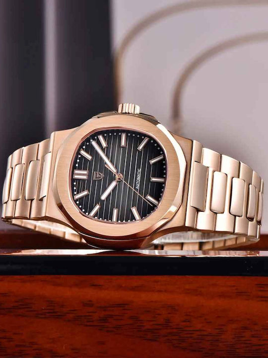 Pagani Design Ceas Bărbătesc 40mm Automat cu Brățară Metalică Rose Gold / Black