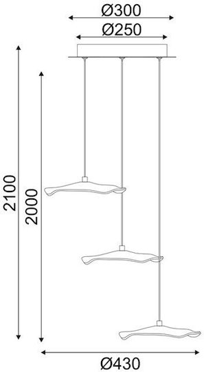 Aca Ninfea Lampă Suspendată Aurie LED cu Lumină Albă Caldă 43x43x210cm