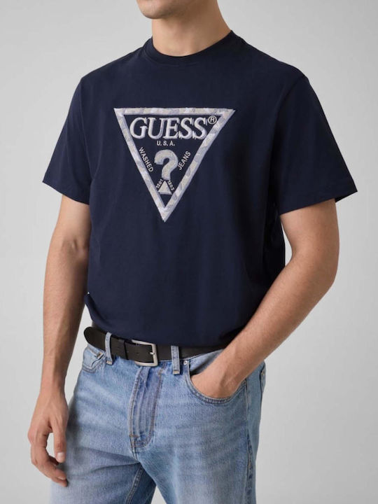 Guess Tricou Triangle Albastru