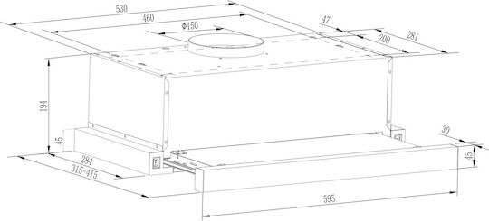 Bolero Flux TLM 603500 Συρόμενος Απορροφητήρας 60cm Μαύρος