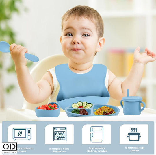 Set de masă din silicon albastru 6 buc