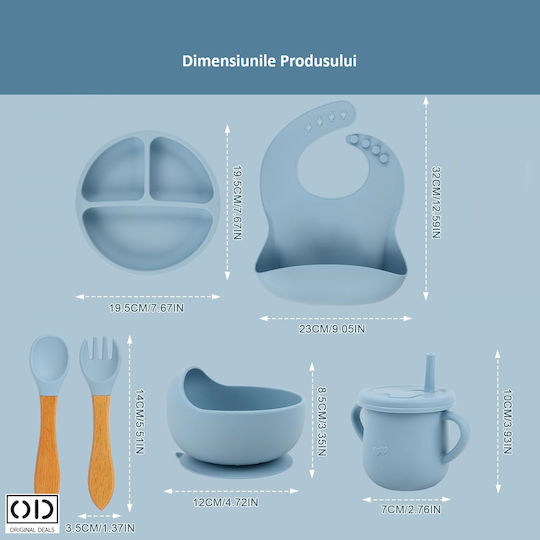 Set de masă din silicon albastru 6 buc