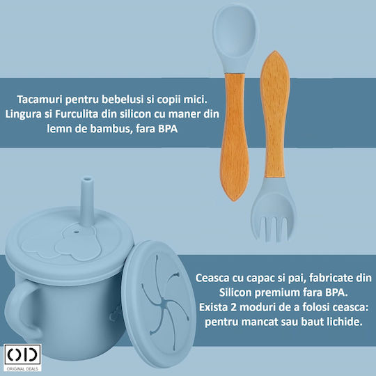 Set de masă din silicon albastru 6 buc
