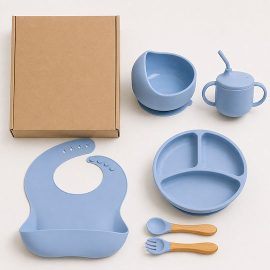 Set de masă din silicon albastru 6 buc