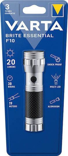Varta 3W Aluminium LED Taschenlampe Stoßfest 20m Strahl 20lm
