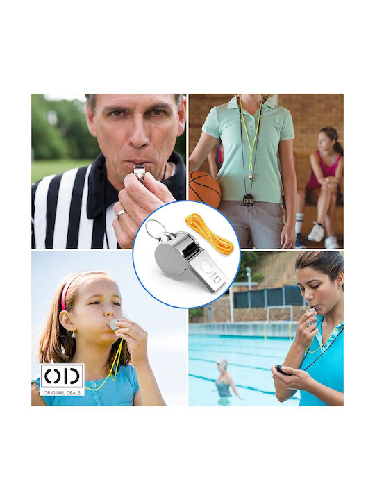 Fluier cu bilă și șnur pentru arbitraj sport fotbal handbal baschet oțel inoxidabil 1 bucată Original Deals