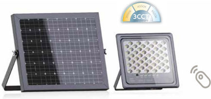 Fos me Waterproof Solar LED Flood Light 100W Warm White 3000K with Remote Control IP65