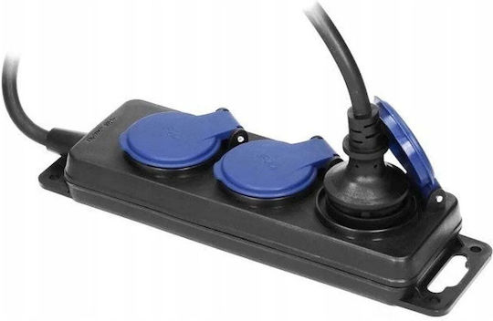 Orno Extension Cord Cable Extension 3 Sockets Length 5m Cross Section 3 x 1.5mm² and Waterproof Grounded
