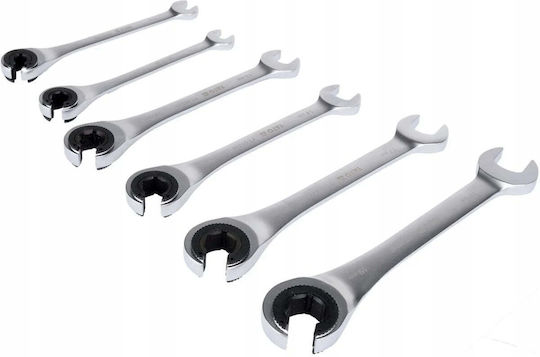 Set Of Semi-Open Ratchet Wrenches 8-19 Mm 6 Pieces