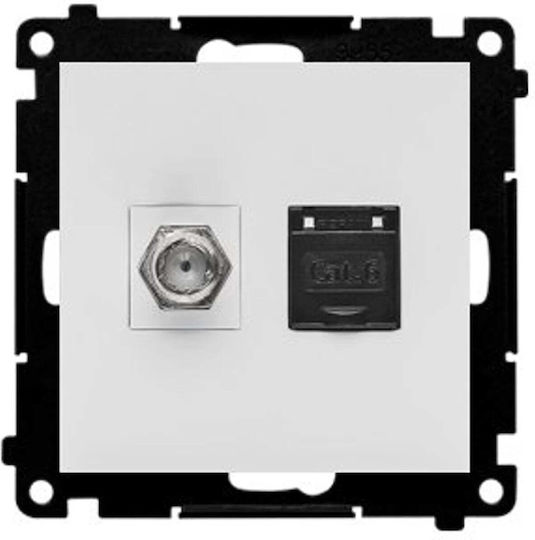 Simon 55 Type F+rj45 Cat.6 Antenna Jack Module Light Grey Matt Tasfrj45.01/114