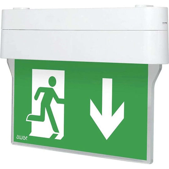 Awex Emergency Luminaire Arrown Led 1w 3h Single Purpose At + Pu31 Pu41 White Arn 1w Ese At Wh