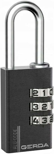 Gerda Aluminum Padlock Brass Combination 28mm Black