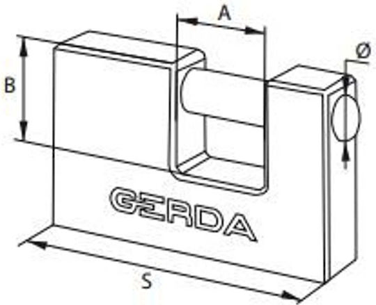 Gerda Steel Padlock Monoblock with Key 60mm Black 1pcs