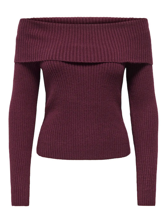 Women's Blouse Off-Shoulder Long Sleeve Burgundy