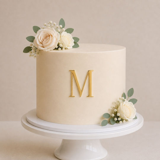 Acrylic Cake Topper Letter M Gold Model 9 Cm Lumea