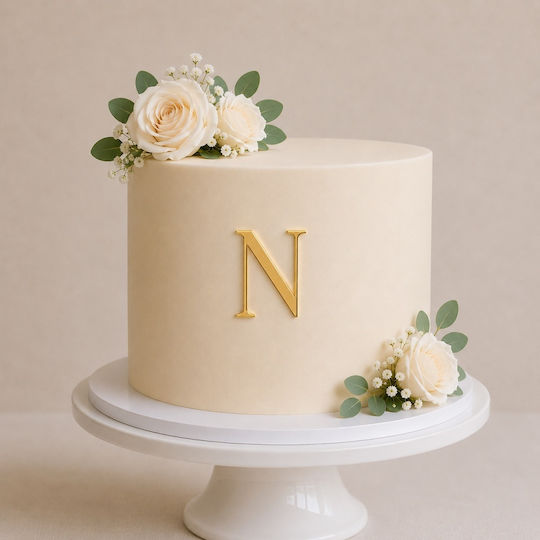 Acrylic Cake Topper Letter N Gold Model 9 Cm Lumea