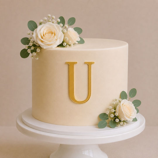 Acrylic Cake Topper Letter U Gold Model 9 Cm Lumea