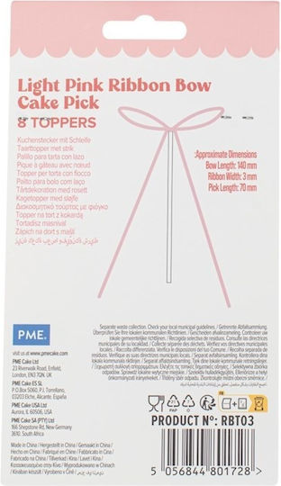 Pink Bow Cake Topper Set Sticks 8 Pcs Pme