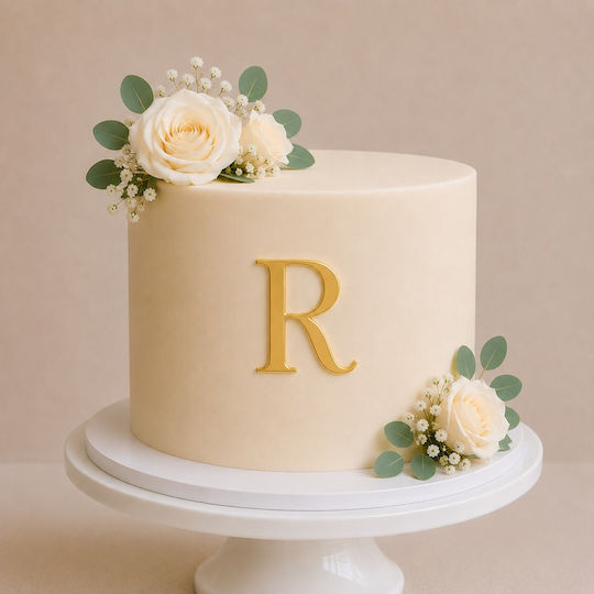 Acrylic Cake Topper Letter R Gold Model 9 Cm Lumea