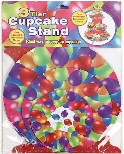 Stand Pentru Dulciuri Flippy 3 Nivele Design Petrecere Torturi Bar De Bomboane Carton Roșu Multicolor