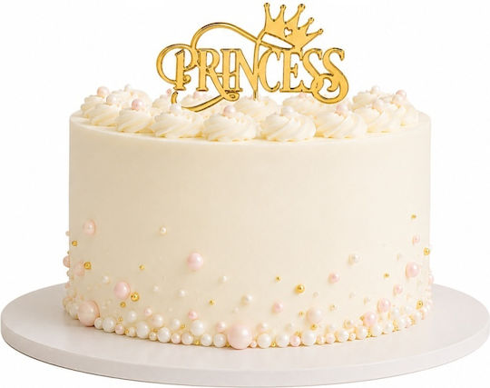 Акрилен Топер За Торта Princess Златен Модел 10 См Lumea