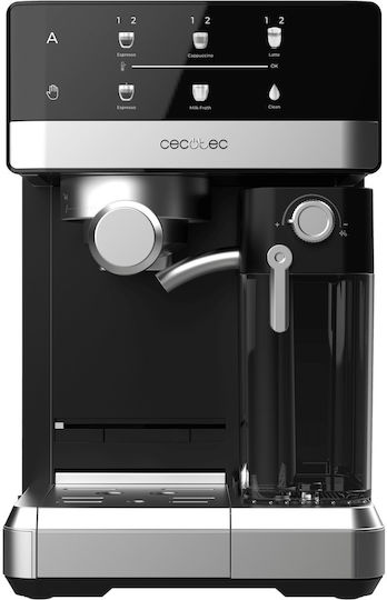 Cecotec Power Espresso 20 Touch & Cream Μηχανή Espresso 1350W Πίεσης 20bar για Cappuccino Μαύρη 120163