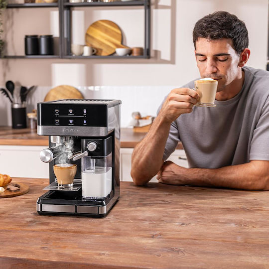 Cecotec Power Espresso 20 Touch & Cream Μηχανή Espresso 1350W Πίεσης 20bar για Cappuccino Μαύρη 120163