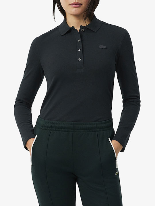 Lacoste Damen Polo Bluse Langärmelig Schwarze