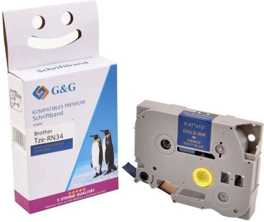 G&G Ταινία Ετικετογράφου 18m x 18mm σε Χρυσό Χρώμα Συμβατή με Brother TZe/TZ