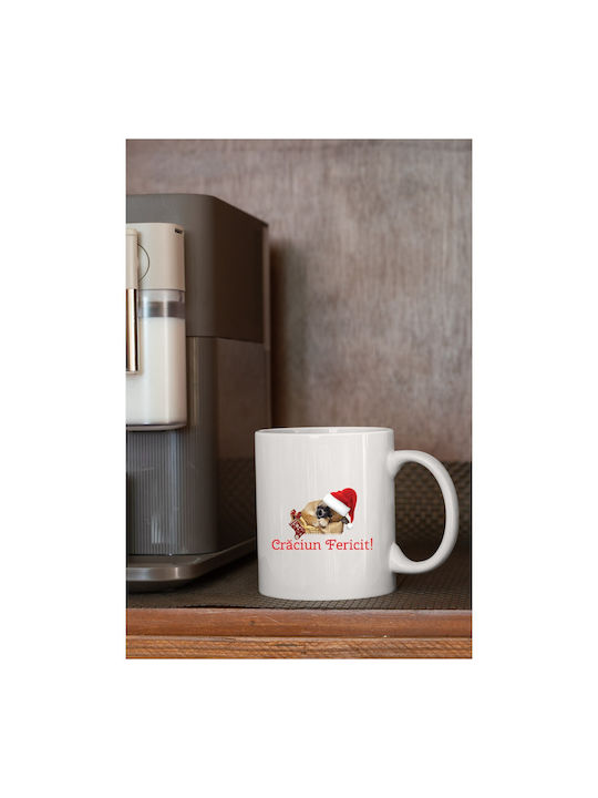 Cană Ceramică Albă 330ml Pentru Masa De Crăciun Cu Personalizare