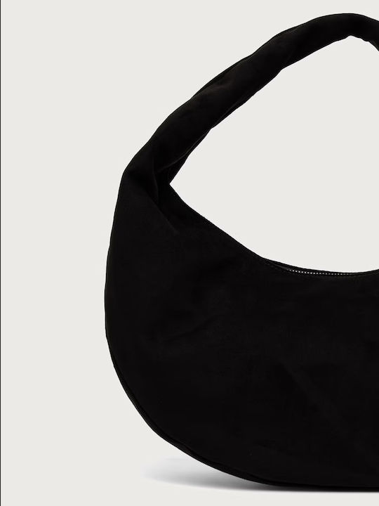 Women's Suede Hobo Bag with Fringes Black / Silver