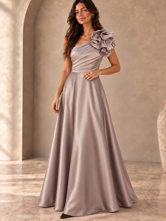Maxi Βραδινό Φόρεμα Σατέν Dusty Pink