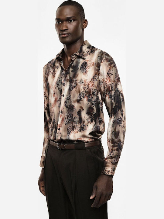 Long Sleeve Shirt in Regular Fit Floral Multicolour