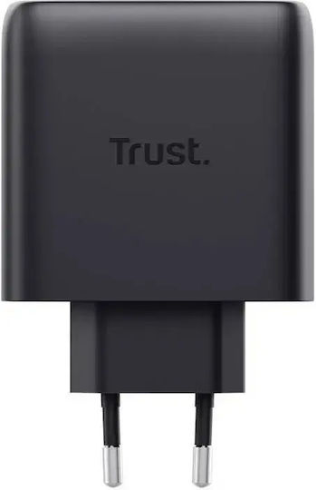Trust GaN Charger Without Cable with USB-A Port and 3 USB-C Ports 65W Power Delivery Black (Maxo)