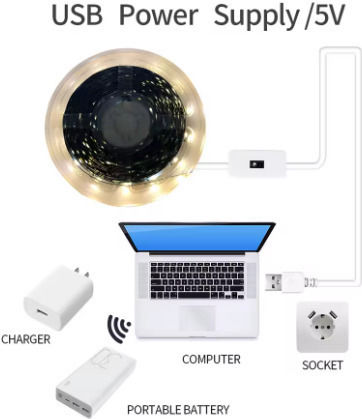 LED-Streifen USB 5V Warmes Weiß Licht 5m mit Bewegungssensor & Netzteil