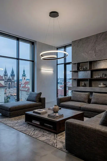 Atman Granada Lumini Suspendate Negru LED cu Lumină Bianco Reglabilă 60x60cm
