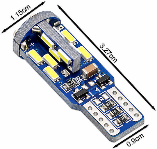 Λάμπες Αυτοκινήτου & Μοτοσυκλέτας T10 Canbus LED 6000K Ψυχρό Λευκό 12V 2τμχ