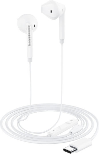 Earbuds Handsfree Ακουστικά με Βύσμα USB-C Λευκό