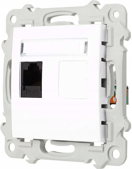 Ospel Front Single Telephone Socket White GPK-1Z/K/m/00