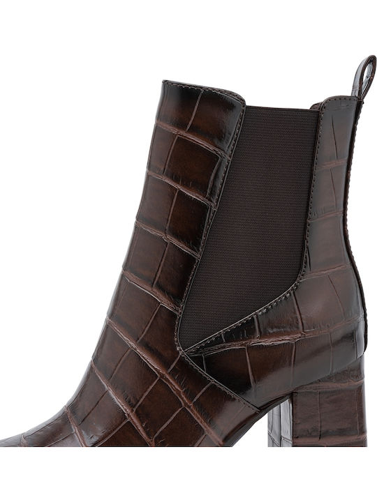 Women's Ankle Boots with High Heel Brown