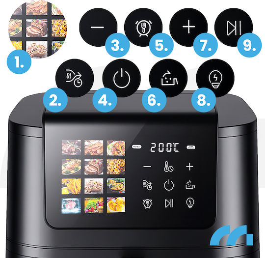MalTec Air Fryer 8lt Μαύρο